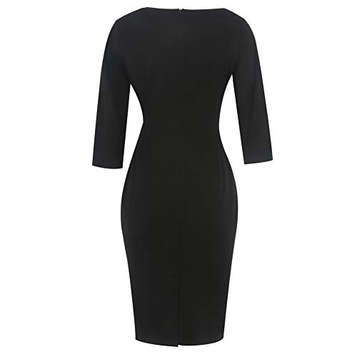 Paskyee - Vestido para mujer, elegante, acanalado, para fiesta, cóctel, con mangas de volantes