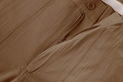 PASLTER pantalones largos de lino y algodón con ajuste holgado y cintura elástica para hombre - - X-Large