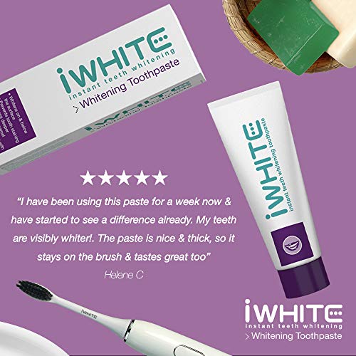 Pasta dental blanqueadora iWhite Instant - Blanqueamiento dental activo - Restauración del esmalte - Remineralización dental - Ingredientes probados clínicamente - Blanqueamiento físico