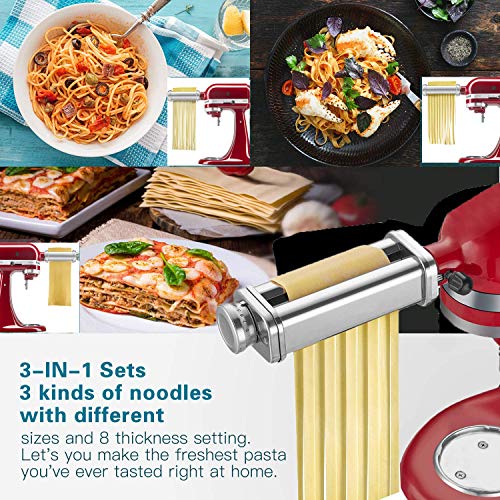 Pasta Maker Fettuccine Cutter Accesorios para Mezcladores de Soporte KitchenAid, Acero Inoxidable Fettuccine Cutter Maker Accesorios con Cepillo de Limpieza(1,Fettuccine Cutter)