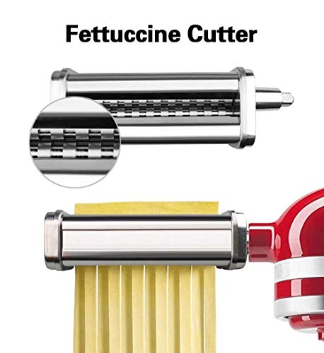 Pasta Maker Fettuccine Cutter Accesorios para Mezcladores de Soporte KitchenAid, Acero Inoxidable Fettuccine Cutter Maker Accesorios con Cepillo de Limpieza(1,Fettuccine Cutter)