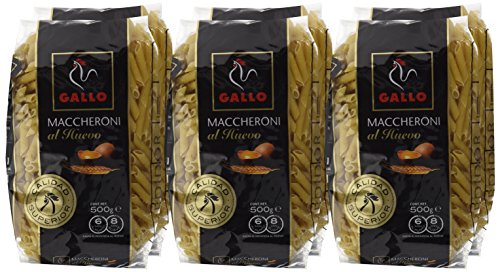 Pastas Gallo - Maccheroni Huevo Paquete 500 g - , Pack de 6