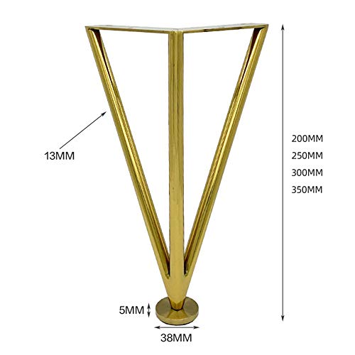 Patas de soporte de muebles ajustables de metal, patas de muebles de bricolaje, textura estable, fuerte carga, duradero, ajustable desde abajo 1-10 mm/dorado / 30 centimetros