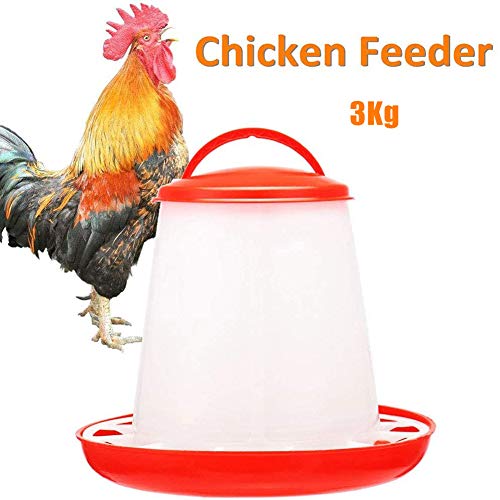 Patos Aves Alimentador 3 Kg De Pollo Codornices, Máquina De Alimentación Granja Avícola Alimentador Herramienta Automática De Polluelos/Pollos/Patos Plástico Portable Automática del Cucharón