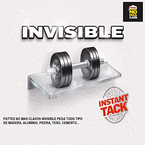 Pattex No Más Clavos Invisible, pegamento resistente transparente, pegamento extrafuerte para madera, metal y más, adhesivo de montaje instantáneo, 1 tubo x 120 g