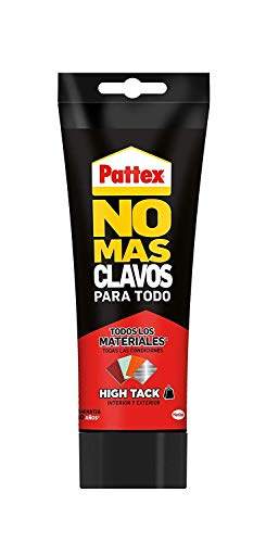 Pattex No Mas Clavos Para Todo HighTack, adhesivo de montaje resistente a temperaturas extremas, pegamento fuerte en superficies húmedas, adhesivo blanco, 1 tubo x 340 g