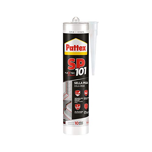 Pattex SP101 Original, adhesivo sellador para interiores y exteriores, polímero sellador gris multimaterial, sellador de juntas en cartucho, 1 x 280 ml