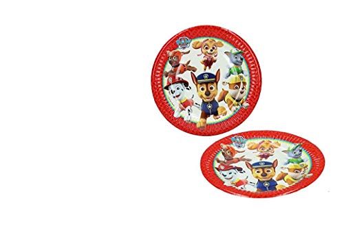 PAW PATROL 0775, Pack Desechables Patrulla Canina,, 16 servilletas, 6 Platos de cartón 20 cms y 6 Vasos de plástico 180 ml