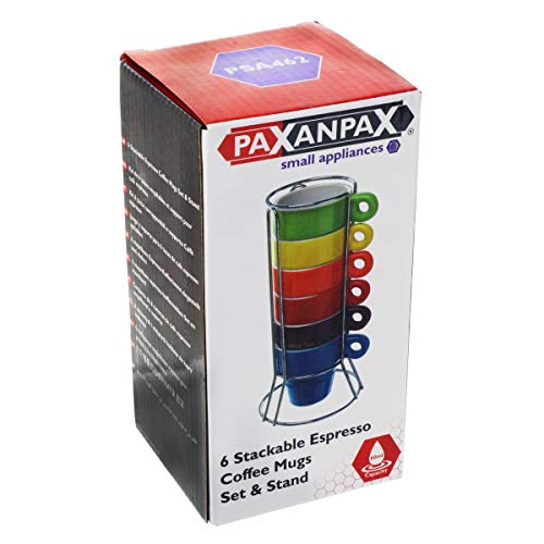 Paxanpax PSA462 - Juego de 6 tazas de café y soporte apilables