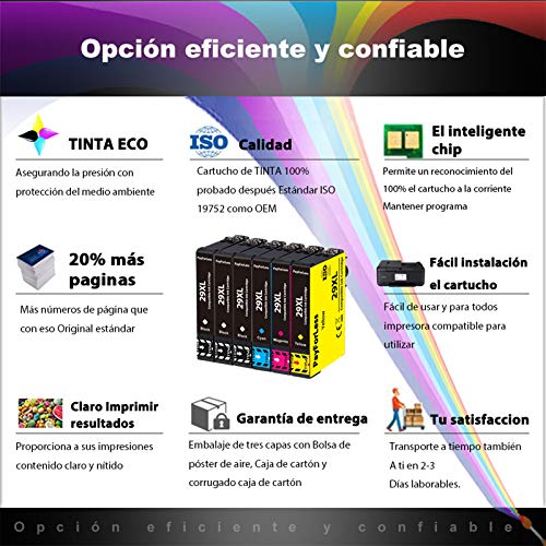 PayForLess 29XL Cartuchos de Tinta para Epson 29 XL Compatible con Epson Expression Home XP-235 XP-245 XP-247 XP-255 XP-342 XP-332 XP-335 XP-345 XP-432 XP435 XP442(4 Negro,2 Cian,2 Magenta,2 Amarillo)