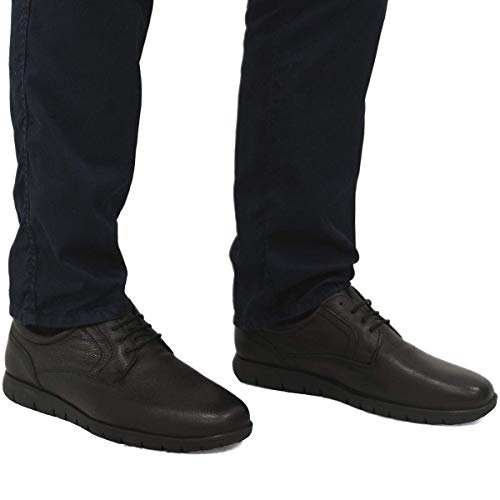 PAYMA - Zapatos de Trabajo, Uniforme y Hostelería de Piel para Hombre. Hechos en España. Acolchados. Repelentes al Agua. Suela de Goma de Caucho. Ideal Camareros, Uniformes. con/Sin Cordones y Velcro