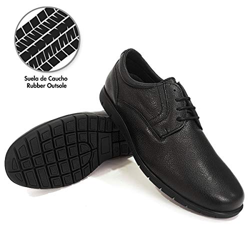 PAYMA - Zapatos de Trabajo, Uniforme y Hostelería de Piel para Hombre. Hechos en España. Acolchados. Repelentes al Agua. Suela de Goma de Caucho. Ideal Camareros, Uniformes. con/Sin Cordones y Velcro