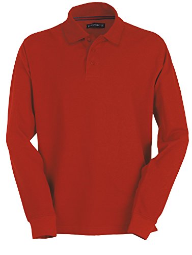 Payper - Polo de manga larga para hombre, 100% algodón, 3 botones, para hombre rojo L