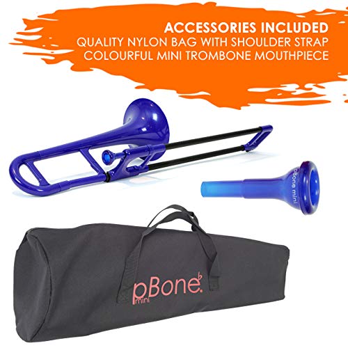 PBone 700639 - Trombón con boquilla y funda, color Azul