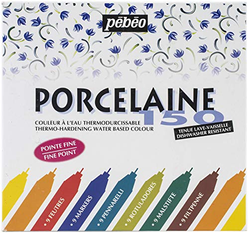 Pebeo Porcelaine 150 - Juego de rotuladores brillantes para cristal (trazo fino), varios colores