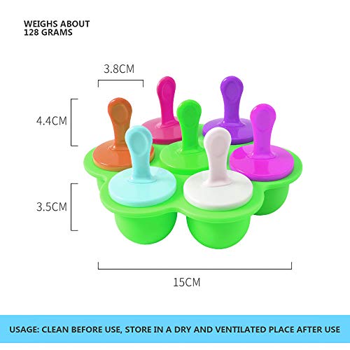 PECHTY Moldes para Helados de Silicona,Mini Moldes de Polos Libre de BPA y Reutilizable,Multifuncional Moldes de Paletas para Niños,7 Fabricantes de Paletas Heladas (S)