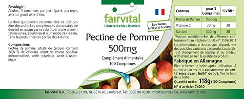 Pectina de Manzana 500mg - VEGANA - Contiene Calcio y Vitamina C - 100 Comprimidos - Calidad Alemana