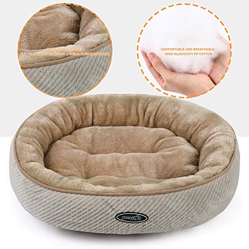 Pecute Cama para Gatos y Cachorros Ovalada (50 cm) – Lavable a máquina de Felpa Acolchada Suave y cómoda (Beige)