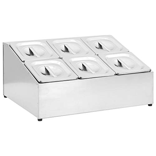 pedkit Soporte Bandeja Gastronorm Catering Baño María con 6 Bandejas 1/6 Acero Inoxidable para Restaurantes, Hoteles, Fiestas