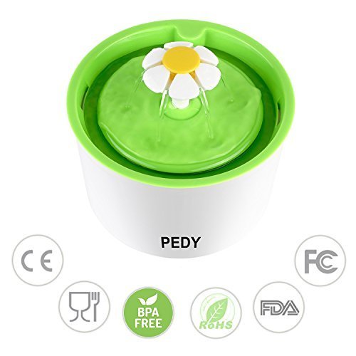 pedy Fuente de Agua Silenciosa para Mascotas con Dispensador Circular en Forma de Margarita y 3 Modos Ajustables Bebedero Automático Eléctrico para Gato con Filtro de Carbón