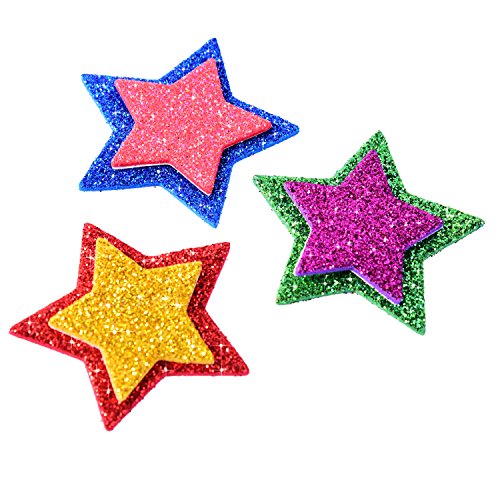 Pegatina de Espuma Brillante Pegatina de Estrella Autoadhesiva para Decoración de Fiesta de Halloween Navidad, Colores y Tamaños Variados, 5 Sets