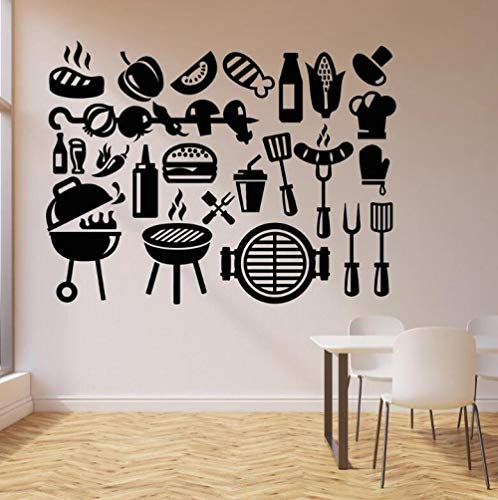 Pegatina Etiquetas De Pared Kebab Barbacoa Rápida Comida Sabrosa Restaurante Arte Vinilo Patrón Creativo Decoración Del Hogar 42X55cm