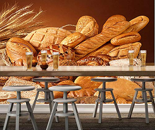 Pegatinas De Pared Panadería Material De Pared Trigo Y Pan 3D Moderno Mural Restaurante Café Fondo Pared Decoración Del Hogar-200Cmx140Cm