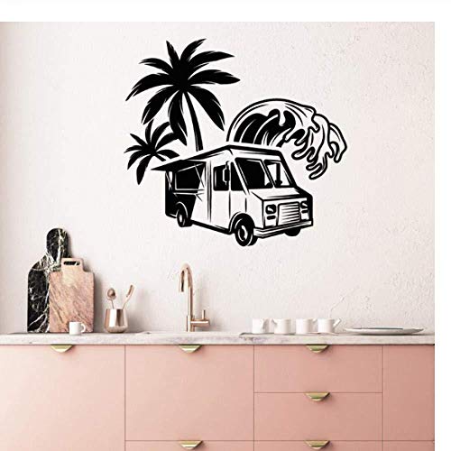 Pegatinas de pared Pegatina de pared de PVC Food Truck Vinyl Wall Decal Comida rápida Street Beach Style Stickers Mural 42x39CM