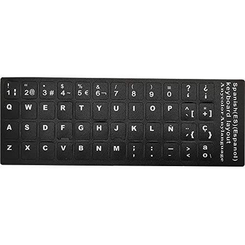 Pegatinas para teclado, letras blancas con fondo negro, para todos los ordenadores portátiles, teclado de computadora, color negro