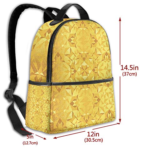 PEIGJH Mochilas Escolares Bolsa Daypack Mochila Tipo Casual para Niños Niñas para Portátiles Netbooks Caleidoscopio de lámina Dorada para Salpicaduras