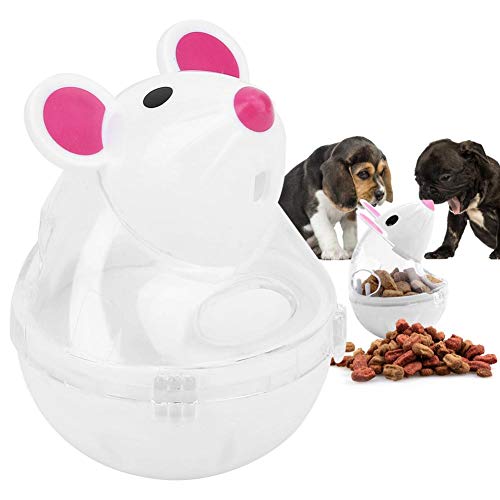 Pelota de Comida para Mascotas, Ratón Vaso Bola dispensadora Alimentador Lento del Gato Dispensador de Alimentos Perro de Mascota Pelota de Tratamiento para Perros Fugas Juguete de Comida(Blanco)