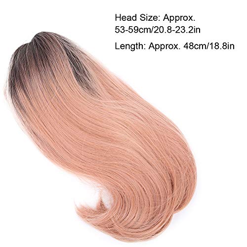 Peluca de mujer Cabello medio largo Rosa completo Fibra resistente al calor Pelucas de onda sintética Fiesta Cosplay Cabello falso para mujeres Halloween Vida diaria