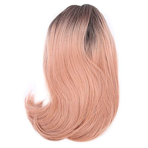 Peluca de mujer Cabello medio largo Rosa completo Fibra resistente al calor Pelucas de onda sintética Fiesta Cosplay Cabello falso para mujeres Halloween Vida diaria