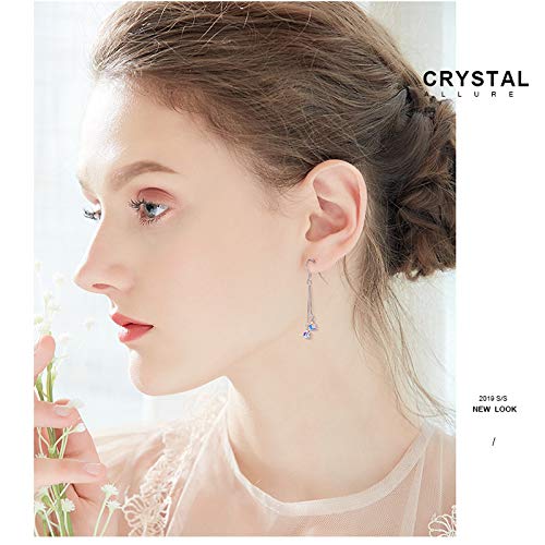 Pendientes Colgante Cristales Mujeres Pendientes De Plata Esterlina 925 De La Manera Elegante Plaza De Azúcar, De Alto Grado Joyería del Temperamento Increíble Regalo para Ella