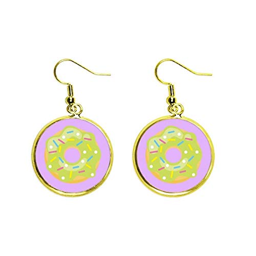 Pendientes colgantes de oro para mujer, diseño de rosquilla verde