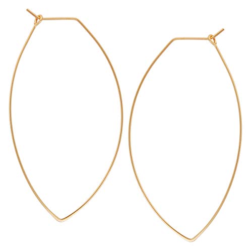 Pendientes De Enhebrador Pendientes Grandes Del Aro Marquesa - Ligero Oval Declaración Hoja Gota Dangles, Chapado En Oro Amarillo 18-2.3 Pulgadas, Electroenchapados En Oro, Hipoalergénico, Por Humbl