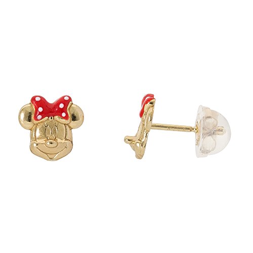 Pendientes de plata de ley con lazo de lunares rojos de Minnie Mouse de Disney Multicolor