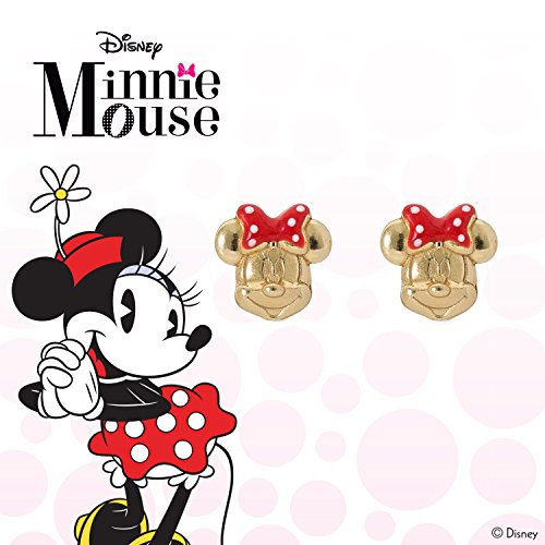 Pendientes de plata de ley con lazo de lunares rojos de Minnie Mouse de Disney Multicolor