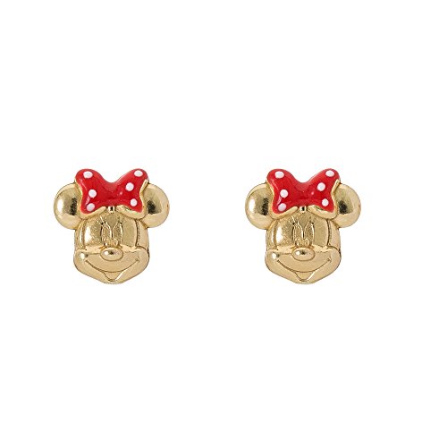 Pendientes de plata de ley con lazo de lunares rojos de Minnie Mouse de Disney Multicolor