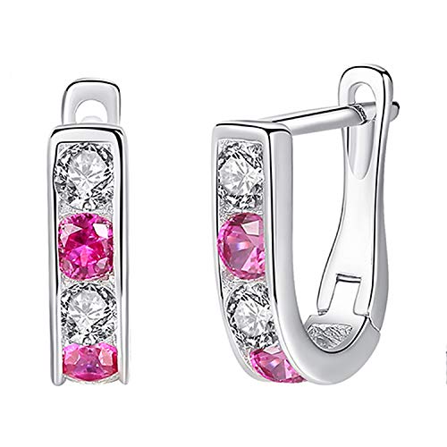 Pendientes de tuerca de plata de ley 925 con esmalte rojo y cristal para joyas, diseño de mariquita y mariquita