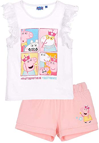 Peppa - Conjunto de camiseta y pantalón corto para niña Blanco 4 años