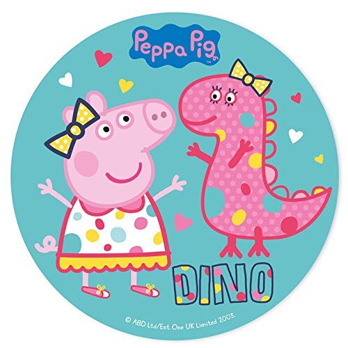 Peppa - Decoración para tarta de azúcar comestible, redonda, 20 cm Producto con licencia. Dekora