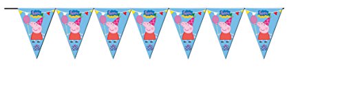 Peppa Pig 0473, Pack Decoración Fiesta y cumpleaños, 16 Globos, 12 trompetas, 1 banderin 3 Metros lineales