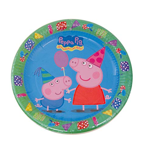 Peppa Pig 1102, Pack Desechables Fiestas y cumpleaños Basic, Compuesto por 8 Vasos, 8 Platos 18 cm y 8 Platos 23 cm