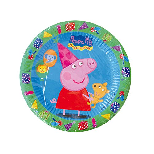 Peppa Pig 1102, Pack Desechables Fiestas y cumpleaños Basic, Compuesto por 8 Vasos, 8 Platos 18 cm y 8 Platos 23 cm