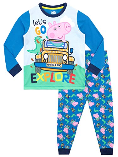 Peppa Pig Pijamas de Manga Larga para niños George Pig Azul 5-6 Años