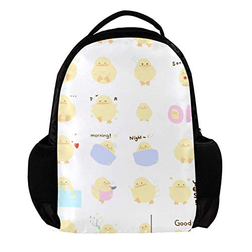 Pequeño Pollo Amarillo Lindo Mochilas Tipo Casual Ligera de Gran Capacidad para niños Mochila universitaria Hombres y Mujeres 27.5x13x40cm