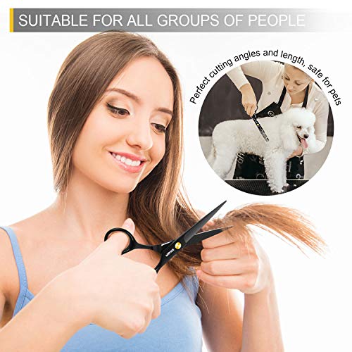 Peradix Tijeras de peluquería, con capa de barbero y peine de maquinilla de afeitar, 8Pcs Tijeras de Corte de Cabello Profesional Set Tijeras de Peluquería Tijeras Peine Clips Kitclips negro