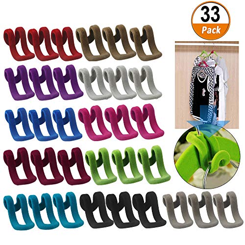 Percha Mini Gancho de Flocado Ropa Antideslizante Estante en Cascada Perchas Gancho 33 pcs Guarda Espacio en el Armario Fácil de Organizar con un Conjunto Completo de Ropa Baño de Cocina Ganchos