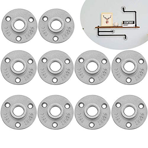 PERFETSELL 10 Pcs Brida Roscada 1/2" Montaje de Tubería BSP Bridas de Suelo Soportes para Tuberia Industrial Brida con Rosca 65mm con 3 Orificios para Decoración del Estilo Industrial y Bricolaje